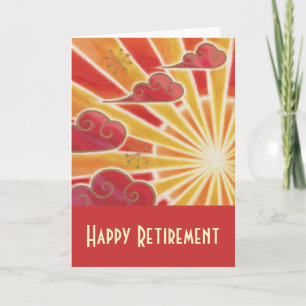 Sunset 'Happy Retirement' card red