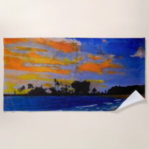 Sunset harbour beach towel