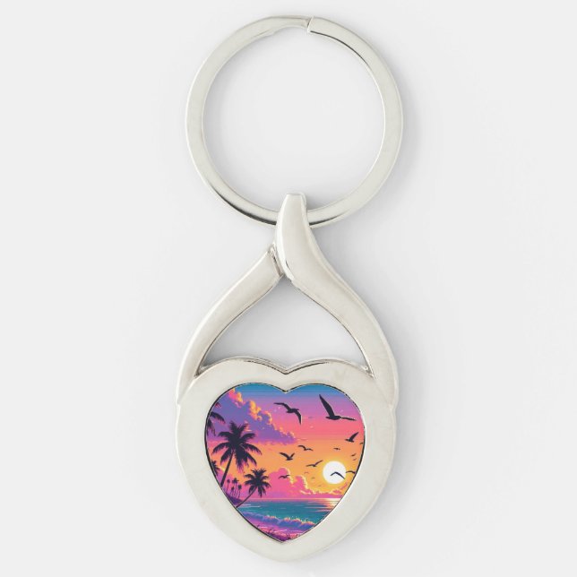 Sunset Heart Keychain (Front)