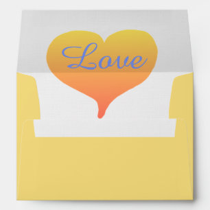 Sunset Heart Mellow Yellow Wedding Envelopes