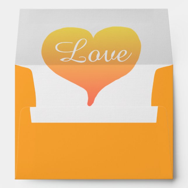 Sunset Heart Orange Wedding Envelopes (Back (Bottom))