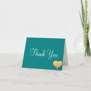 Sunset Heart Teal Green Wedding Thank You Cards