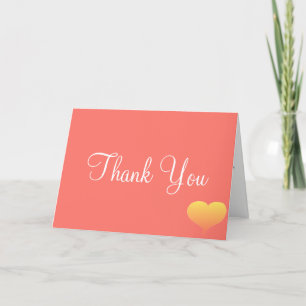 Sunset Hearts Coral Wedding Thank You Card