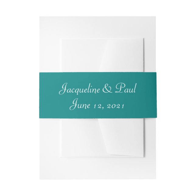 Sunset Hearts Teal Green Wedding Belly Band Invitation Belly Band (Front Example)