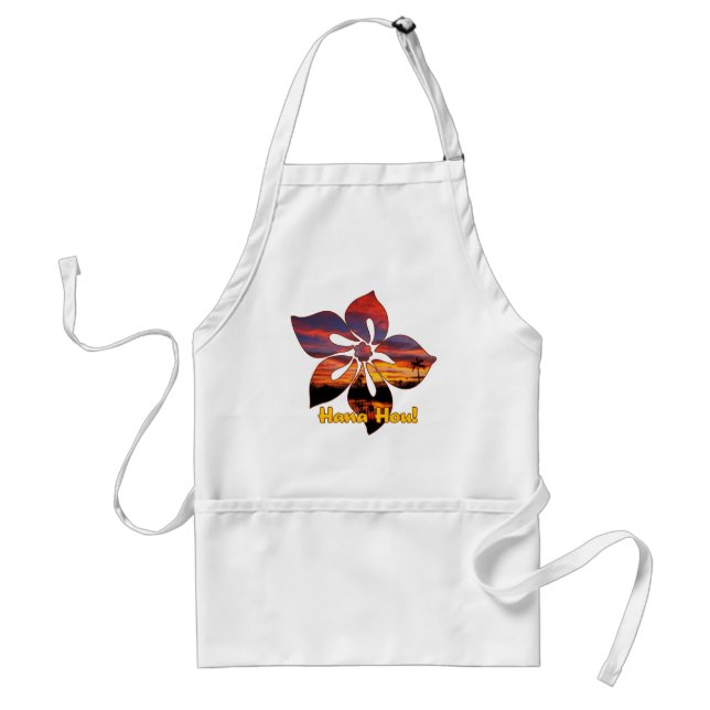 "Sunset Hibiscus" chef apron (Front)