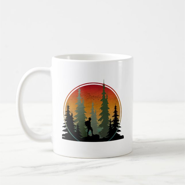 Sunset Hiking Nature Forest Coffee Mug (Left)