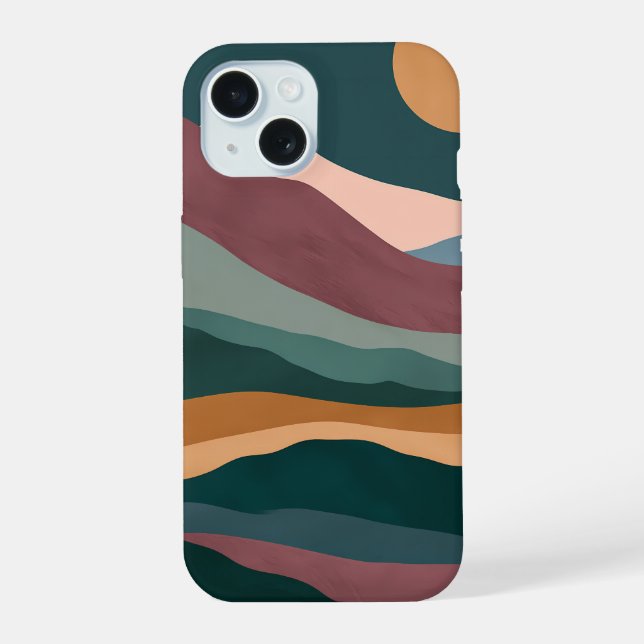 Sunset Hills Boho Abstract Landscape iPhone Case (Back)
