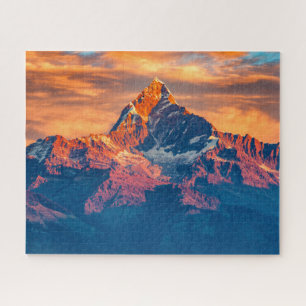 Sunset Himalaya Snow Mountains Nepal Travel Jigsaw Puzzle
