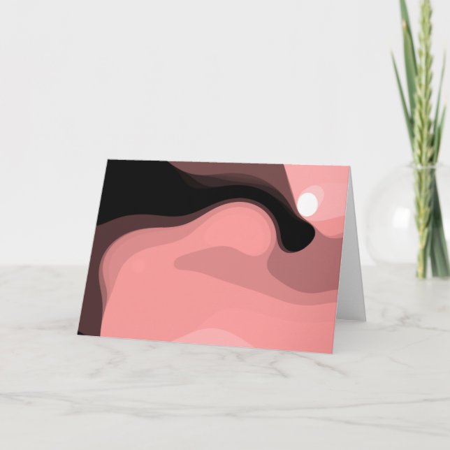 Sunset Horizon: Abstract Pink, Black & White Card (Front)