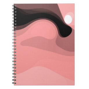 Sunset Horizon: Abstract Pink, Black & White Notebook