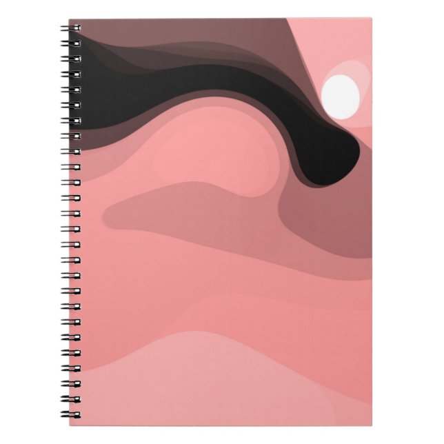 Sunset Horizon: Abstract Pink, Black & White Notebook (Front)