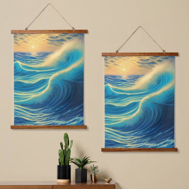 Sunset Horizon by the Beach Hanging Tapestry (Asymmetrical)