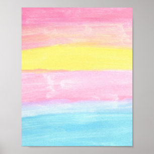 Sunset Horizon Watercolor Abstract Poster