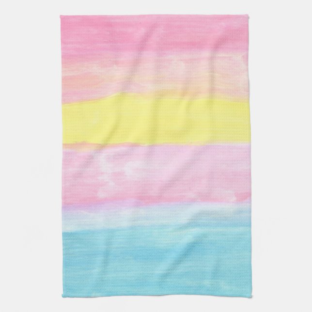 Sunset Horizon Watercolor Abstract  Tea Towel (Vertical)