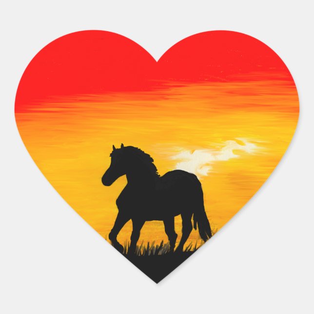 sunset horse heart sticker (Front)