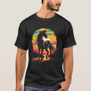 Sunset Horse Lover Farm Cute Womens Equestrian Hor T-Shirt