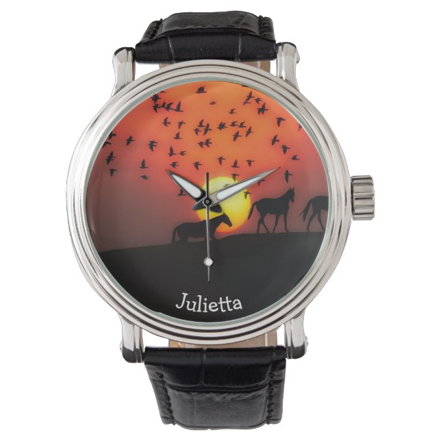 Sunset Horses and Birds Watch (Front)
