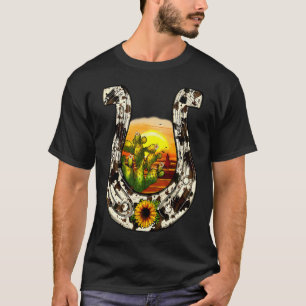 Sunset Horseshoe Cowhide Sunflower Horseshoe Weste T-Shirt