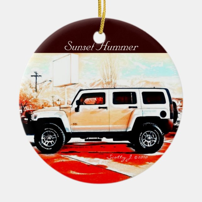 "Sunset Hummer" © 2010 S.J. Ceramic Tree Decoration (Front)