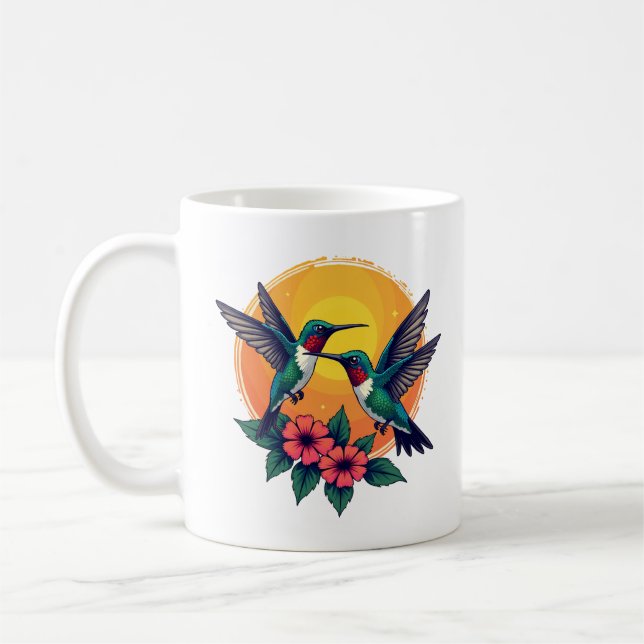 Sunset Hummingbirds – Tropical Coffee Mug (Left)