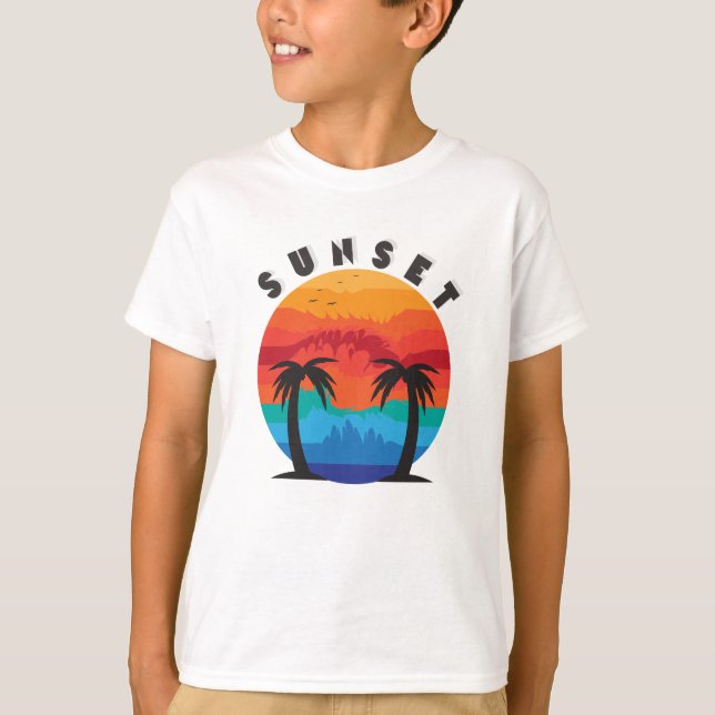 Sunset Illustration Design T-Shirt (Front)