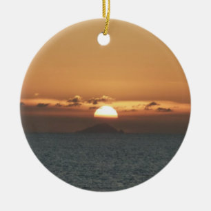 Sunset in Antigua I Seascape Photography Ceramic Tree Decoration