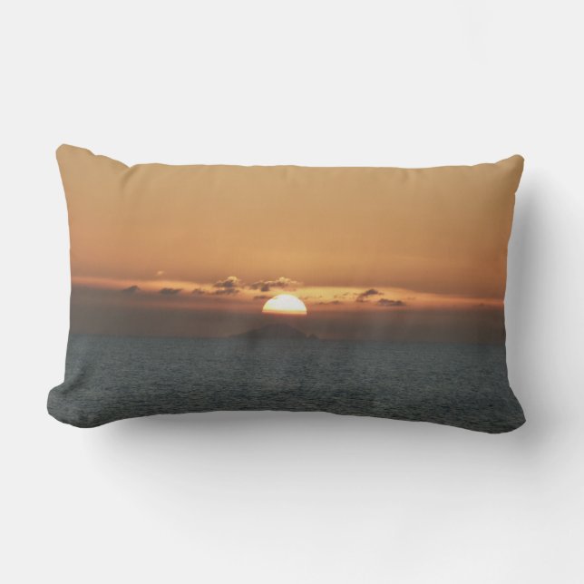Sunset in Antigua I Seascape Photography Lumbar Cushion (Front)