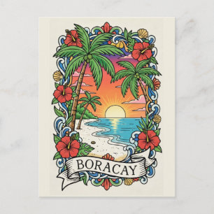 Sunset in Boracay Philippines  Postcard