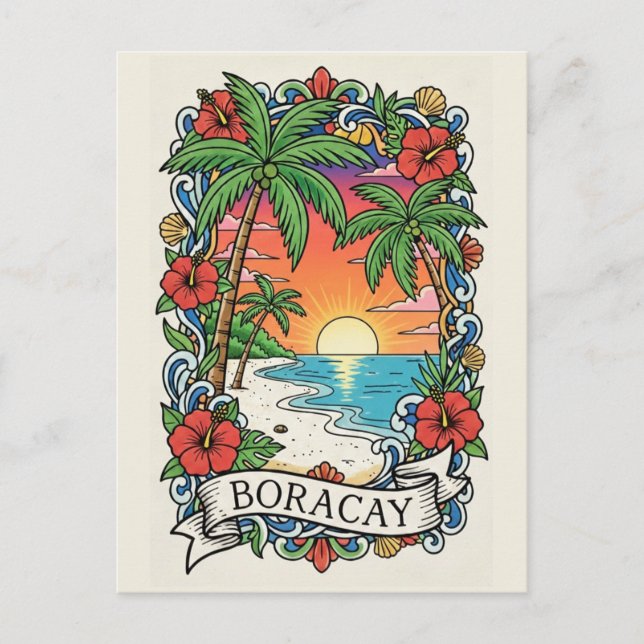 Sunset in Boracay Philippines  Postcard (Front)