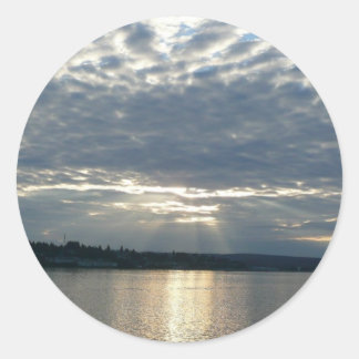 Sunset in British Columbia Canadian Seascape Classic Round Sticker