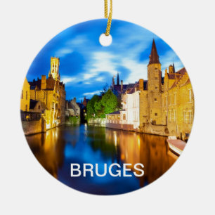 Sunset in Bruges. Belgium Ceramic Tree Decoration