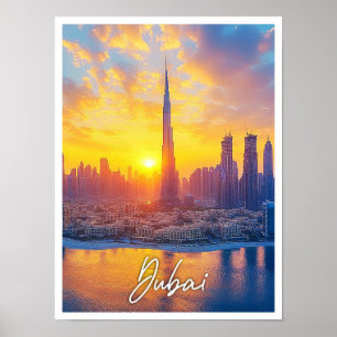 Sunset in Dubai UAE United Arab Emirates City Poster