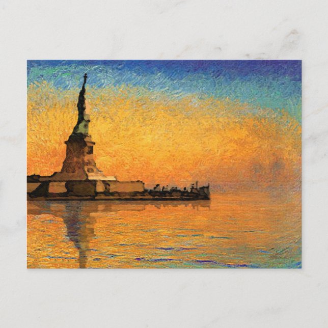 Sunset in Liberty Island Postcard (Front)