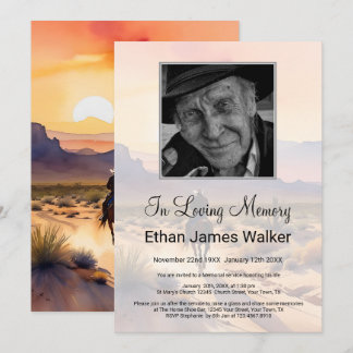 Sunset In Loving Memory Funeral Photo Invitation