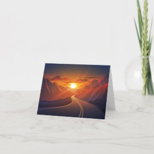 Sunset in mountains thank you card