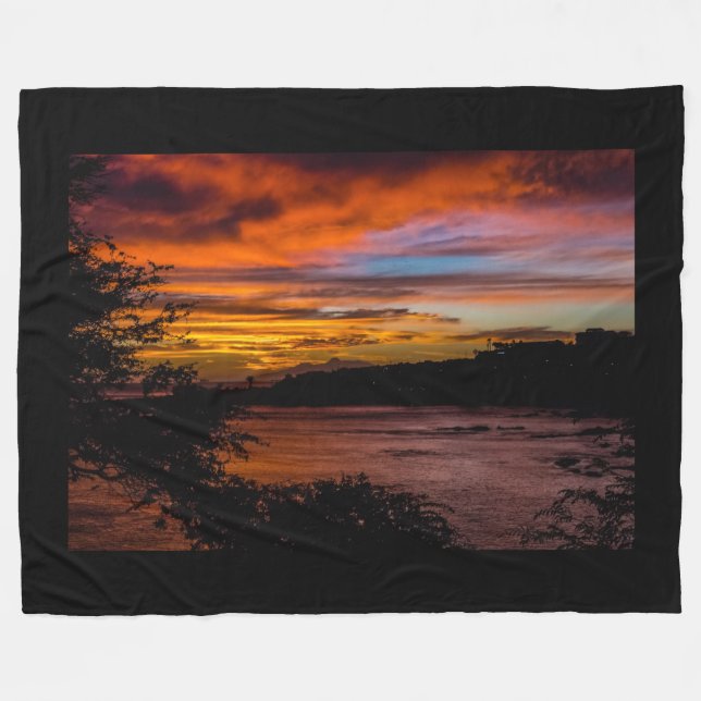 Sunset in Praia, Cape Verde Fleece Blanket (Front (Horizontal))