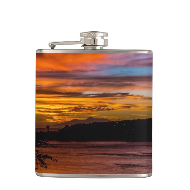 Sunset in Praia, Cape Verde Hip Flask (Front)