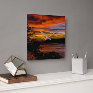 Sunset in Praia, Cape Verde Square Wall Clock