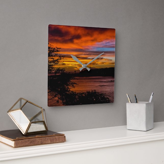 Sunset in Praia, Cape Verde Square Wall Clock (Office)