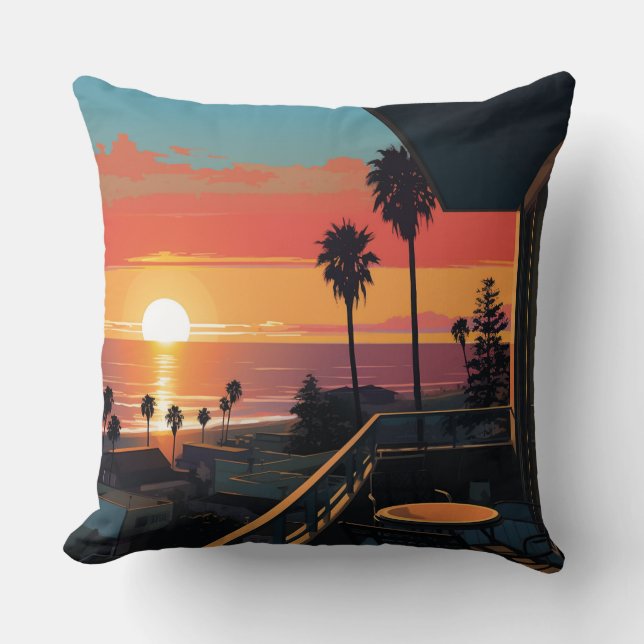 SUNSET IN SANTA MONICA #1 CUSHION (Front)