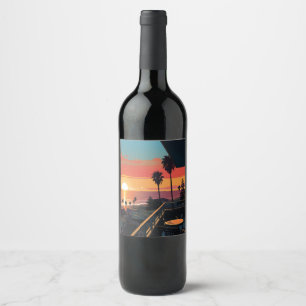 SUNSET IN SANTA MONICA #1 WINE LABEL