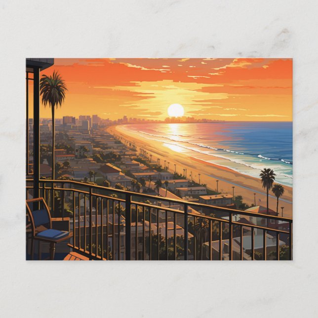 SUNSET IN SANTA MONICA #2 POSTCARD (Front)