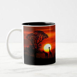 Sunset in the African Savanna Two-Tone Coffee Mug