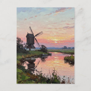 Sunset in The Broads England Travel Postcard