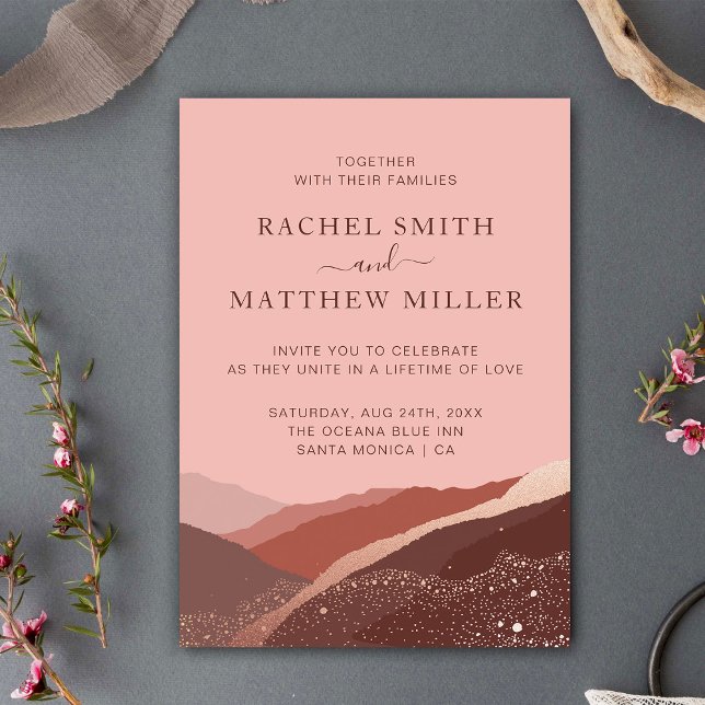 Sunset in the hills mountains rose pink dusty invitation (Creator Uploaded)
