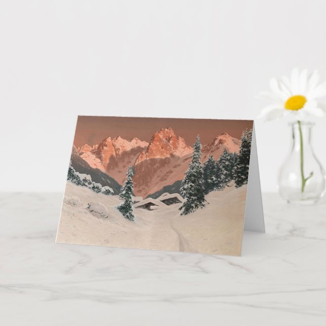 Sunset in the Kaisertal, Snowy Mountains  Card (Small Plant)