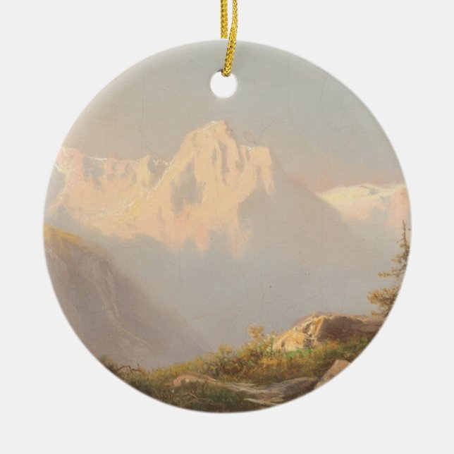 Sunset in the Mountains – Carl Lafite Ceramic Tree Decoration (Front)