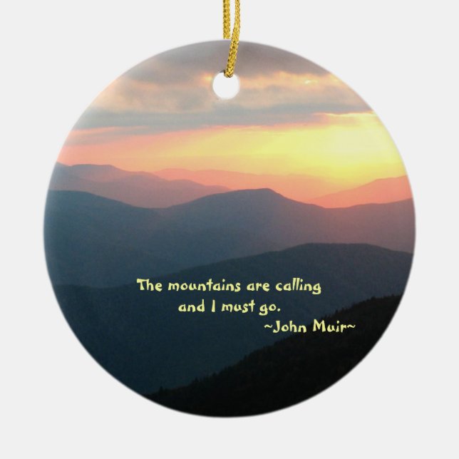 Sunset in the Smokies: Mtns are calling Customise Ceramic Tree Decoration (Front)