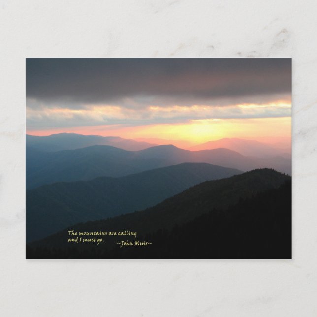 Sunset in the Smokies: Mtns are calling / Muir Postcard (Front)