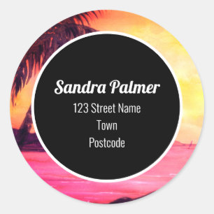 Sunset in Tropics by Farida Greenfield Classic Round Sticker
